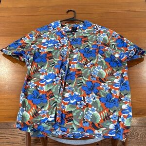J. Crew Blue and Orange Floral Men's Shirt